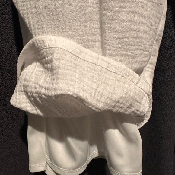 JM Collection White Wide Leg Double Cotton Gauze Pants - Picture 3 of 3